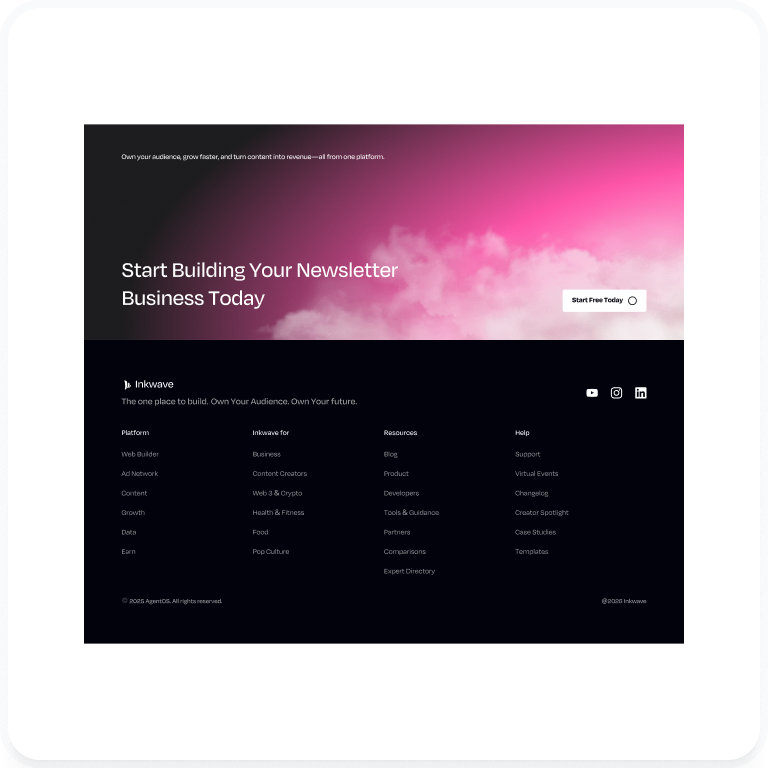Inkwave newsletter footer section