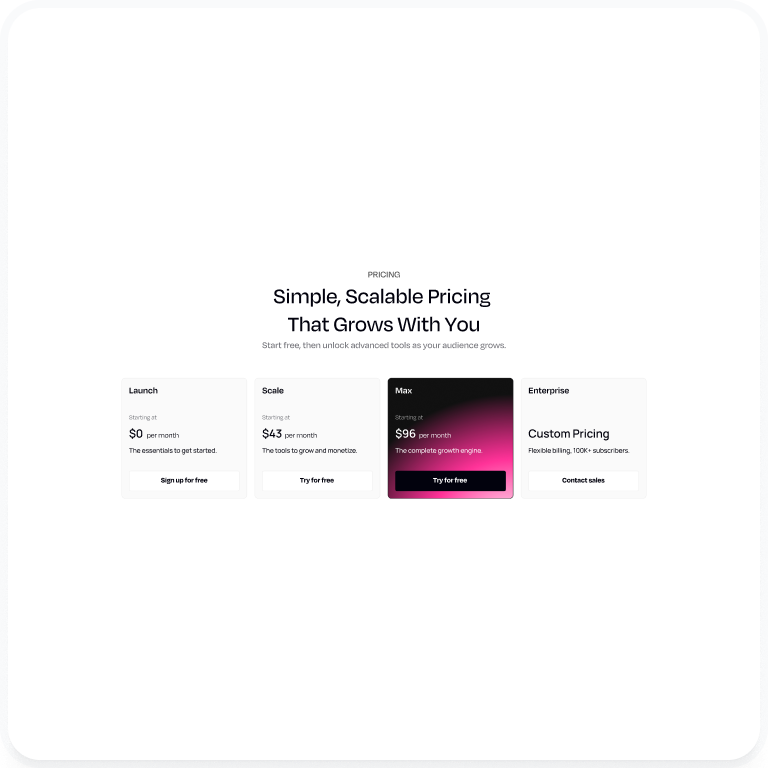 Inkwave pricing section